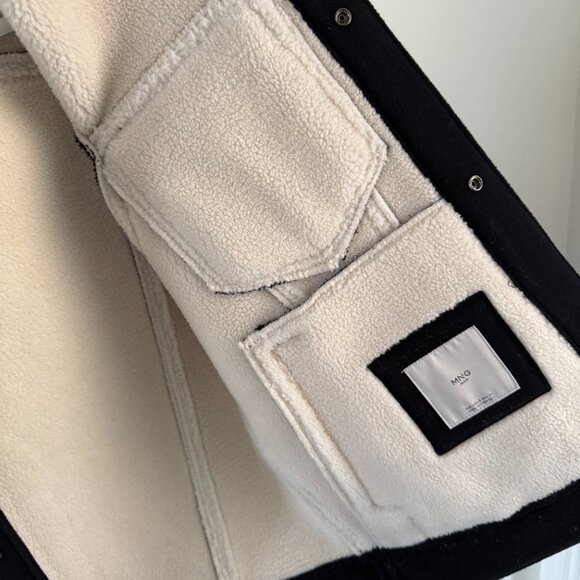 Mango Fur Lining  Jacket - Navy Blue - Small - Picture 3 of 5